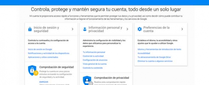 Protege tu información en Google Mi Cuenta