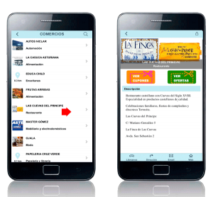 Comercios app móvil Naval Ahorro. Zoom Digital